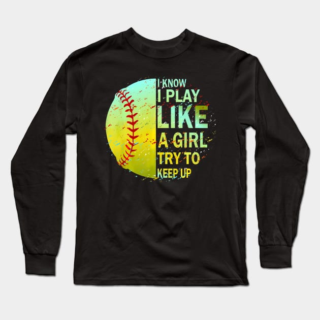 Softball Shirt for Girls & Women Long Sleeve T-Shirt by Chicu